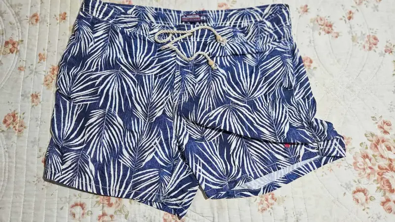 Shorts de baño estampado tropical azul - 1