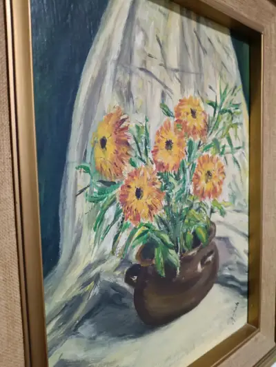 Óleo Sobre Tela Florero Tradicional  - Marco Con L - miniatura 2