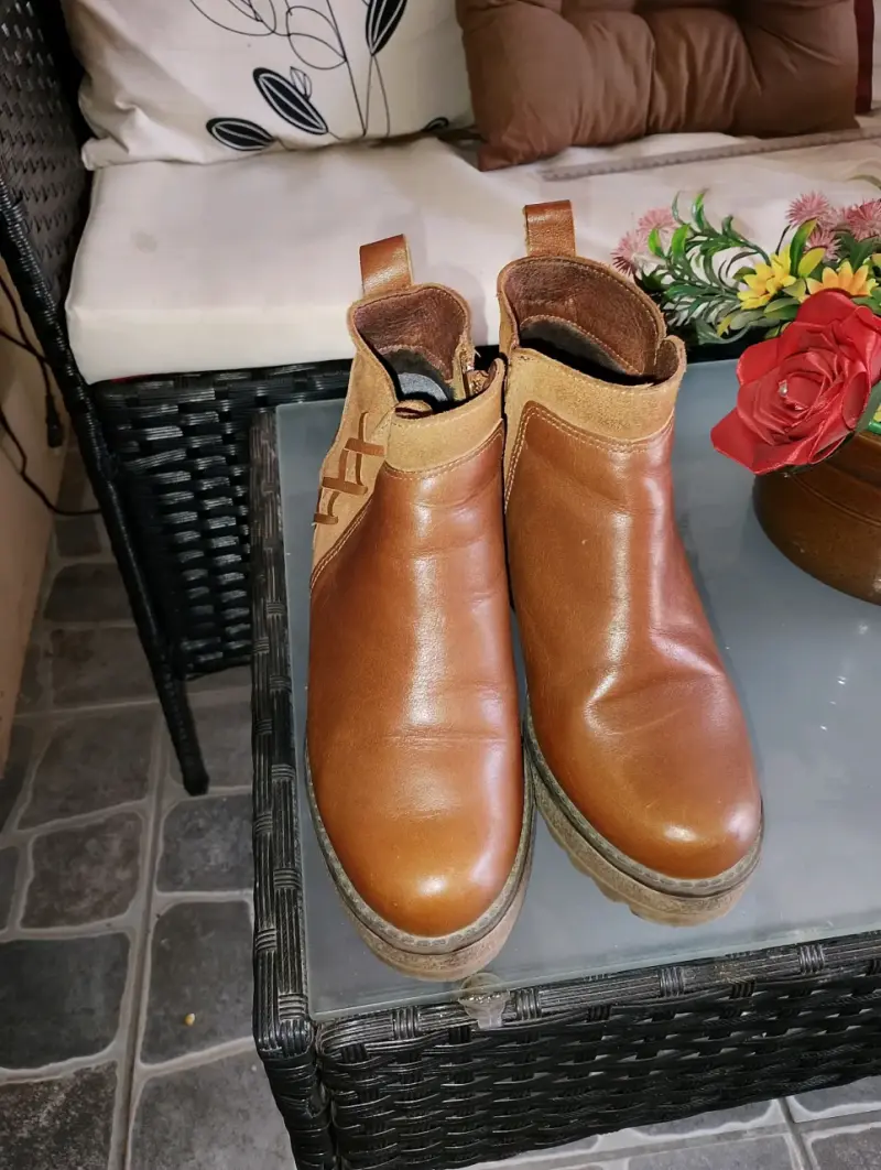 Botines de cuero marrón para mujer - 3