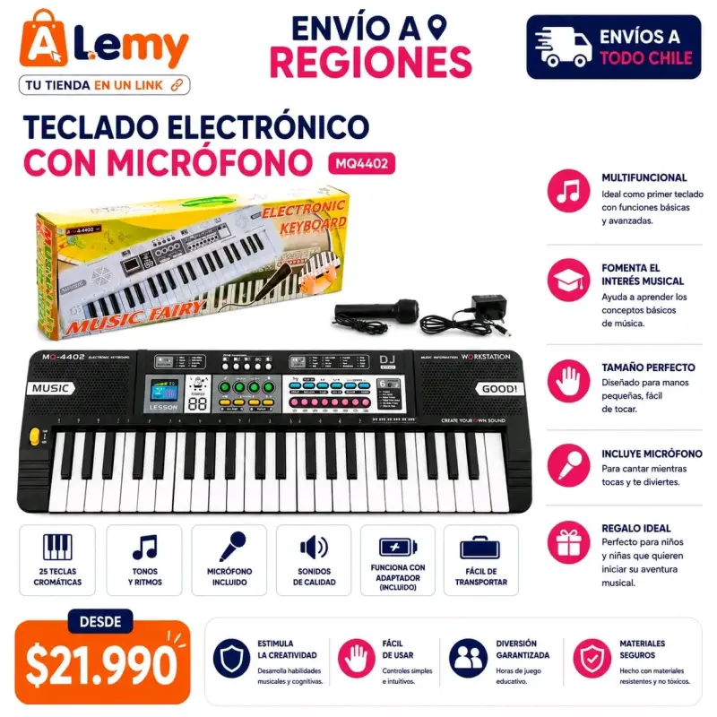 Teclado electrónico con micrófono MQ4402