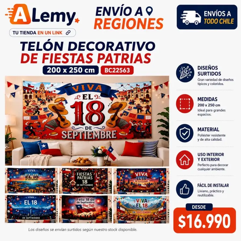 Telón decorativo Fiestas Patrias 200x250 cm