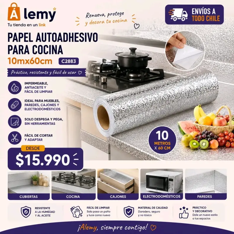 Papel autoadhesivo para cocina 10mx60cm