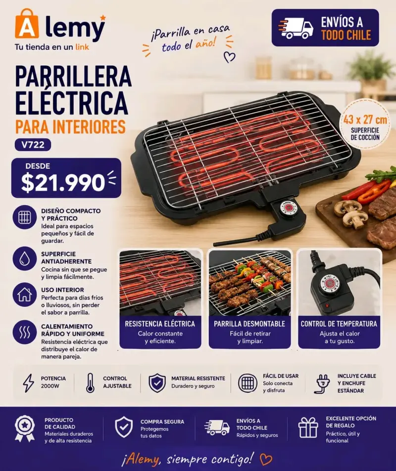 Parrillera eléctrica para interiores V722