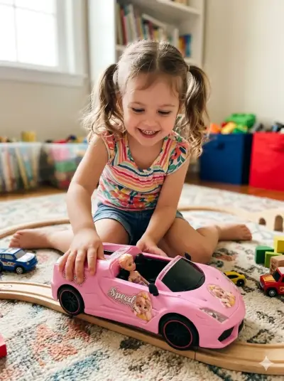 Auto de juguete rosa - miniatura 1