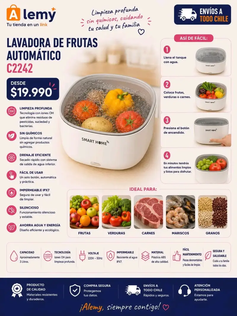 Lavadora automática de frutas y verduras