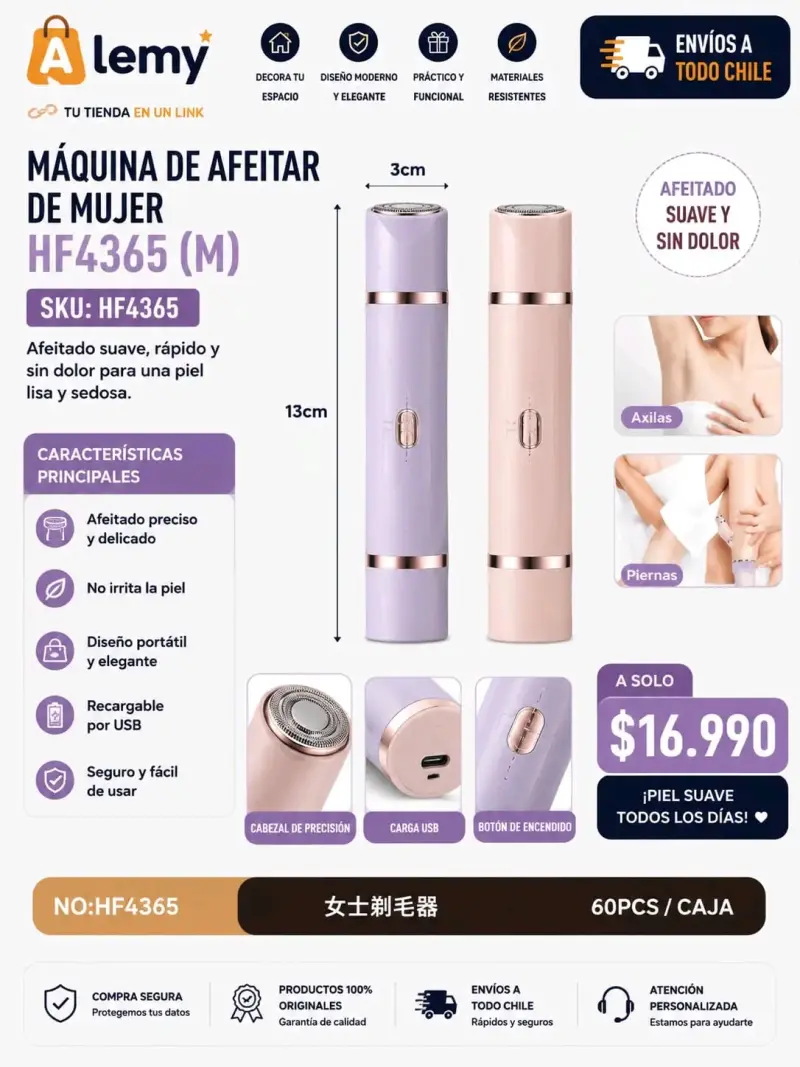 Máquina de afeitar de mujer recargable HF4365