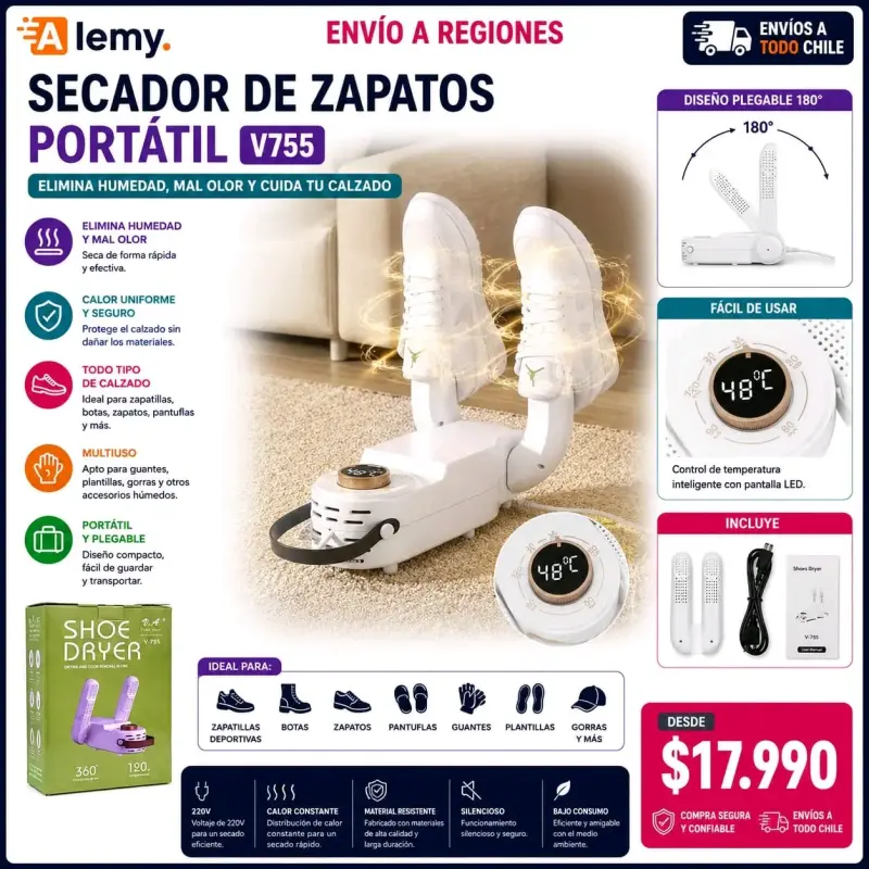 Secador de zapatos portátil Lemy V755