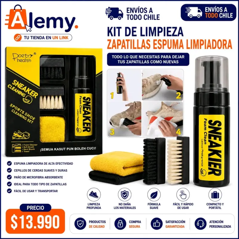 Kit de limpieza para zapatillas con espuma limpiadora