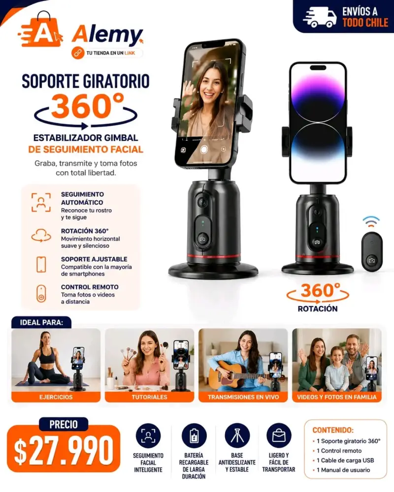 Soporte giratorio 360° para smartphone