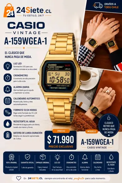 Reloj Casio Vintage A-159WGEA-1 dorado - miniatura 1
