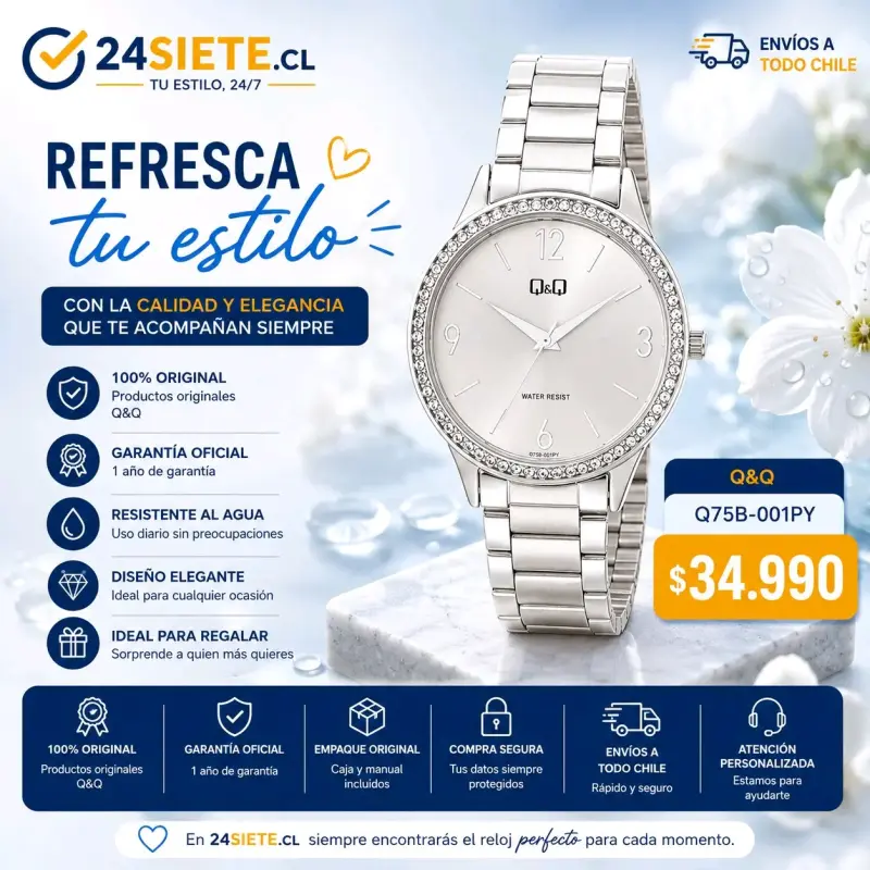 Reloj Q&Q plateado resistente al agua - 1