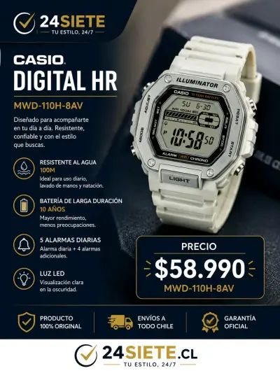 Reloj digital Casio MWD-110H-8AV resistente al agua - miniatura 1