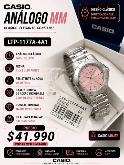 Reloj análogo Casio LTP-1177A-4A1 para mujer - miniatura 1