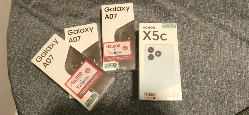 Smartphone Samsung Galaxy A07 nuevo y Honor X5C