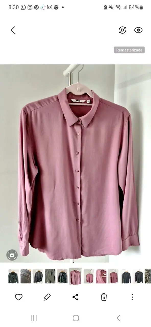 Blusa rosa manga larga para mujer UNIQLO