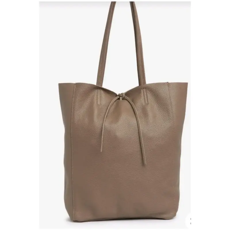 Bolso tote de cuero italiano color tabaco elegante - 1