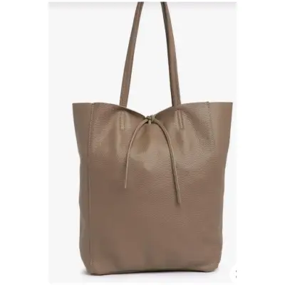Bolso tote de cuero italiano color tabaco elegante - miniatura 1