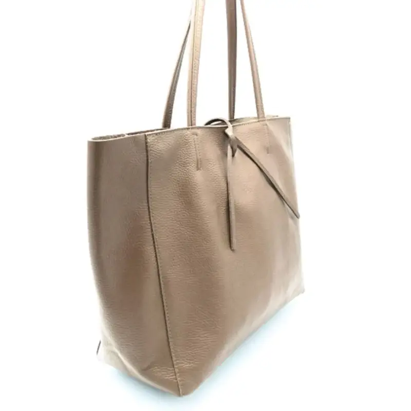 Bolso tote de cuero italiano color tabaco elegante - 2