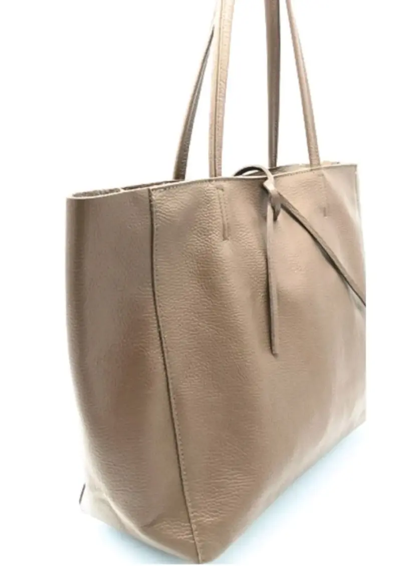 Bolso tote de cuero italiano color tabaco elegante - 5
