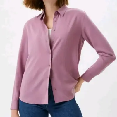 Blusa rosa manga larga para mujer UNIQLO - miniatura 1