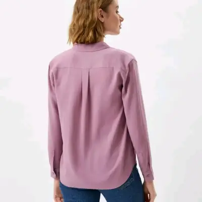 Blusa rosa manga larga para mujer UNIQLO - miniatura 3
