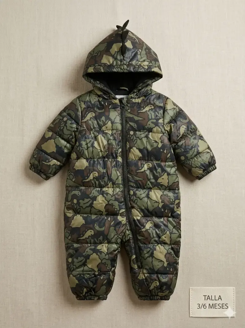 Enterito de bebé camuflado con capucha