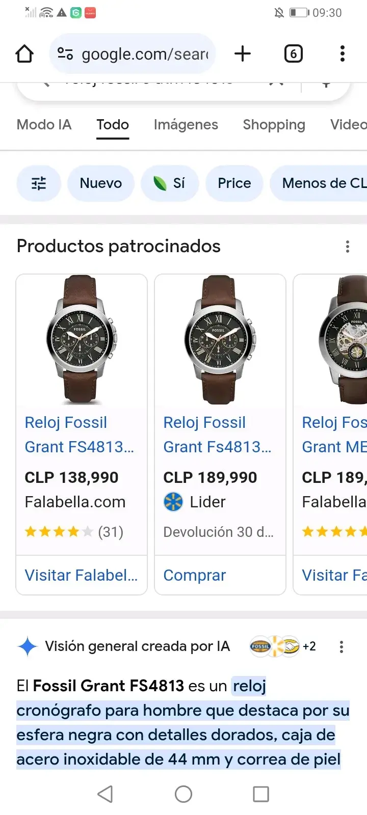 Reloj Fossil fs4813 de cuero marrón clásico - 5