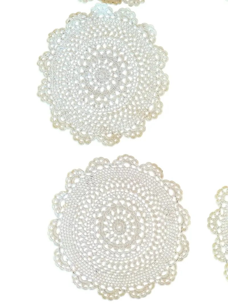 Set de 6 tapetes de crochet blanco - 2