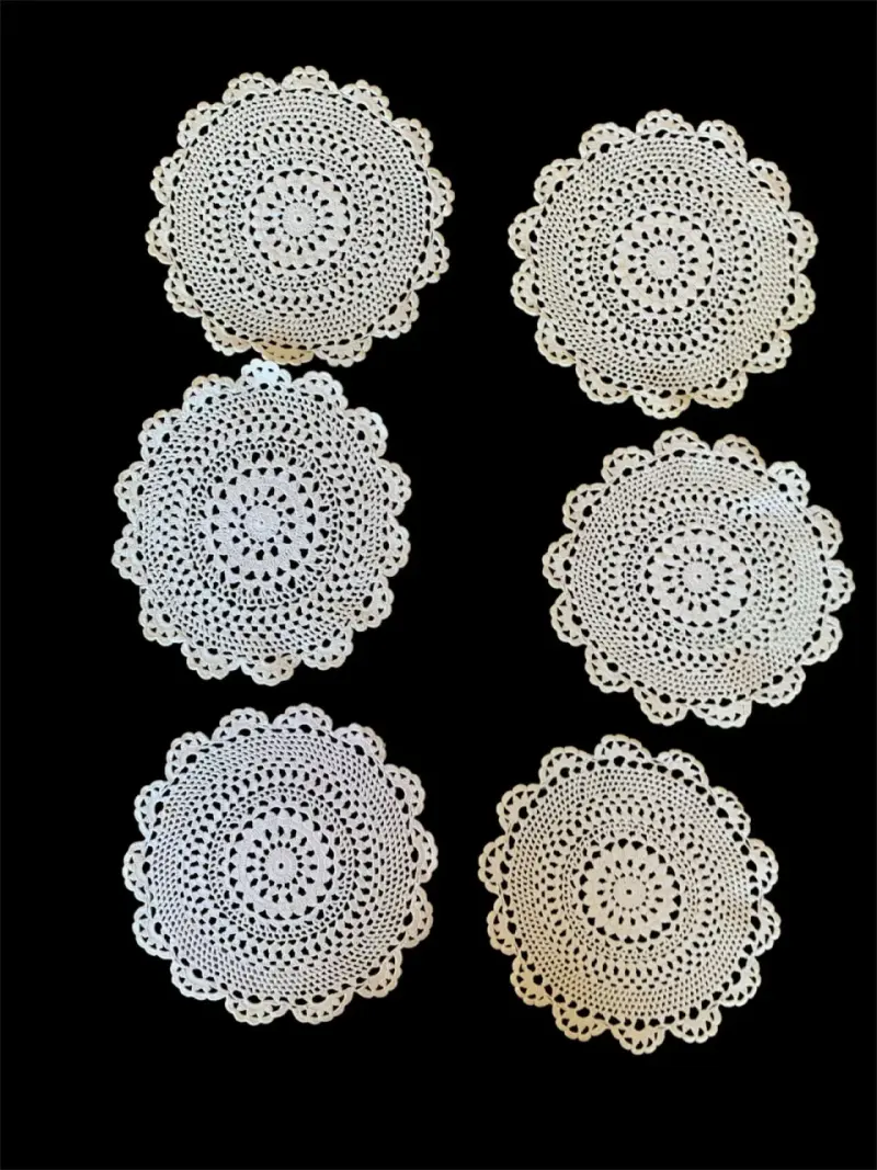 Set de 6 tapetes de crochet blanco - 3