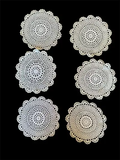 Set de 6 tapetes de crochet blanco - miniatura 3