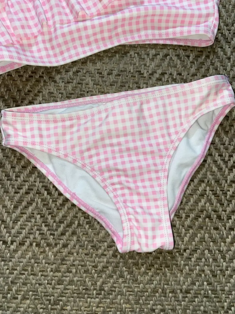 Bikini de cuadros rosados para mujer talla 6 - 3