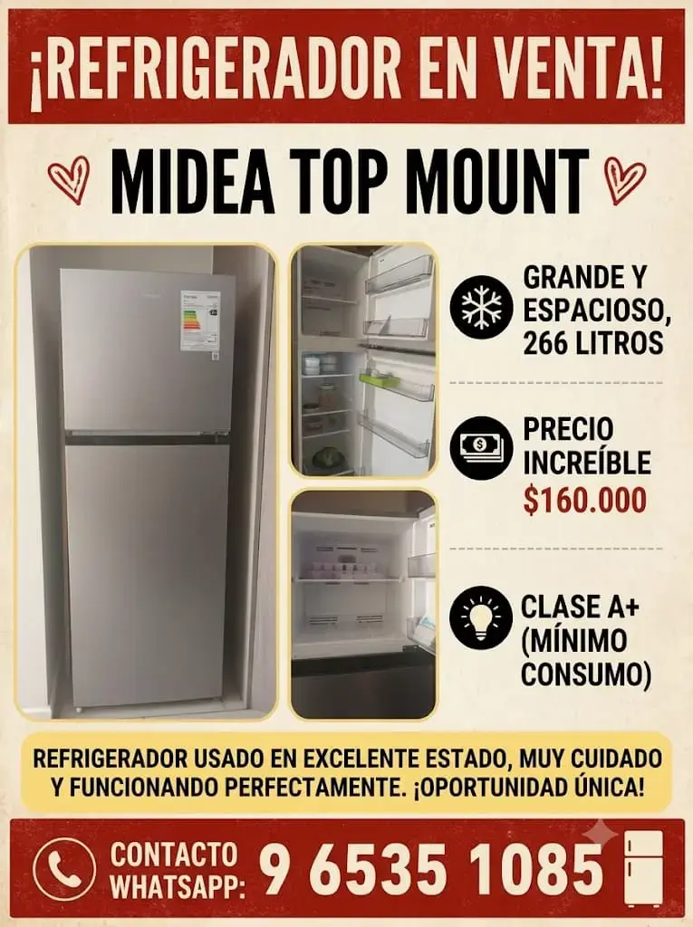 Refrigerador Midea Top Mount 266L usado