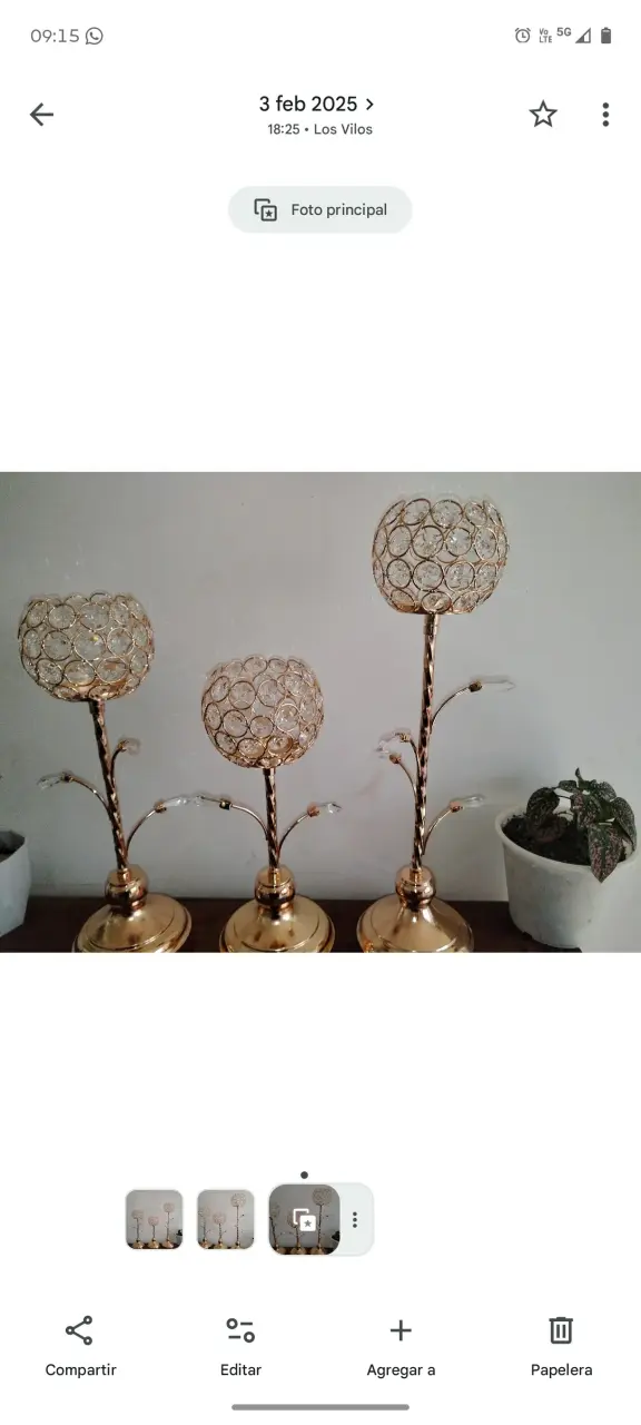 Set de candelabros dorados decorativos