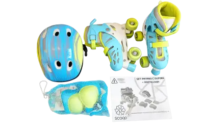 Set de patines y casco infantil azul 35-38 - miniatura 1
