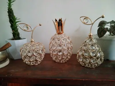 Set de adornos decorativos de frutas doradas - miniatura 1