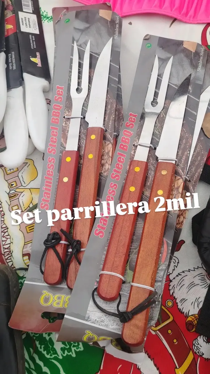 Set de utensilios parrilleros de acero inoxidable