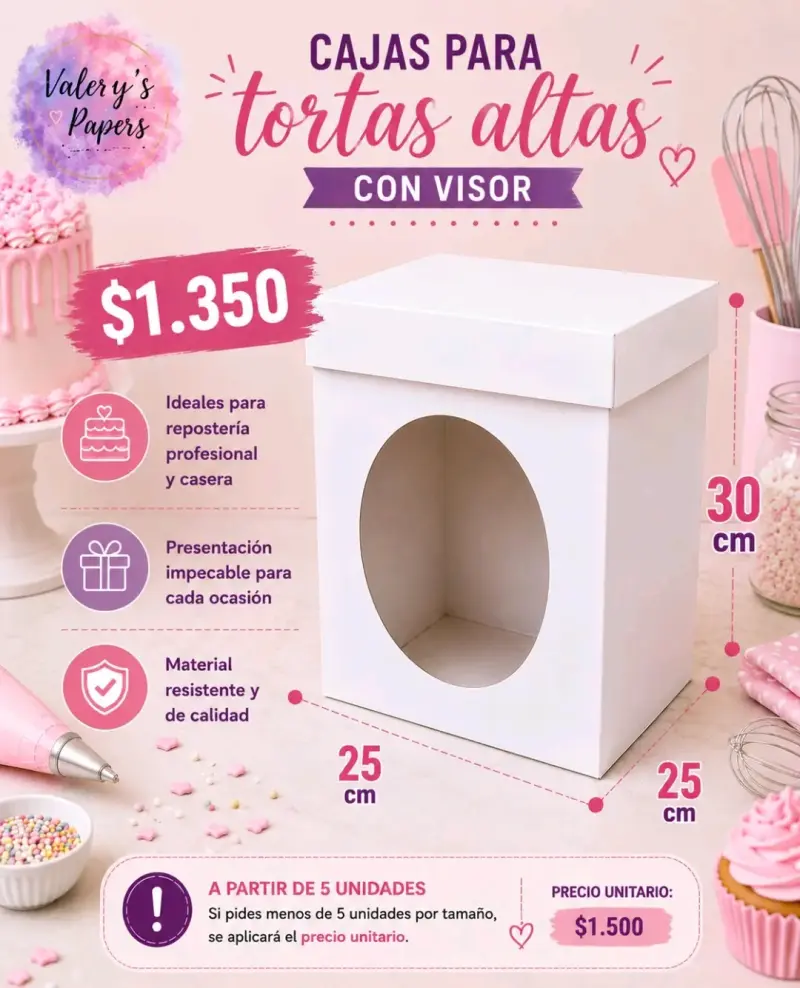 Cajas para tortas altas con visor