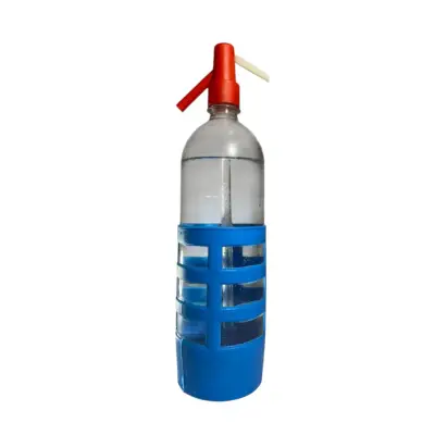 Sifón de soda con base azul y tapa roja - miniatura 2