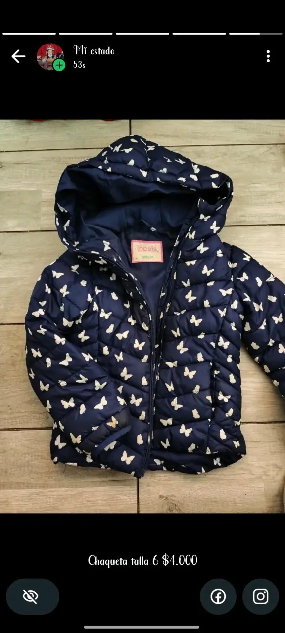 Chaqueta infantil azul con mariposas - 1