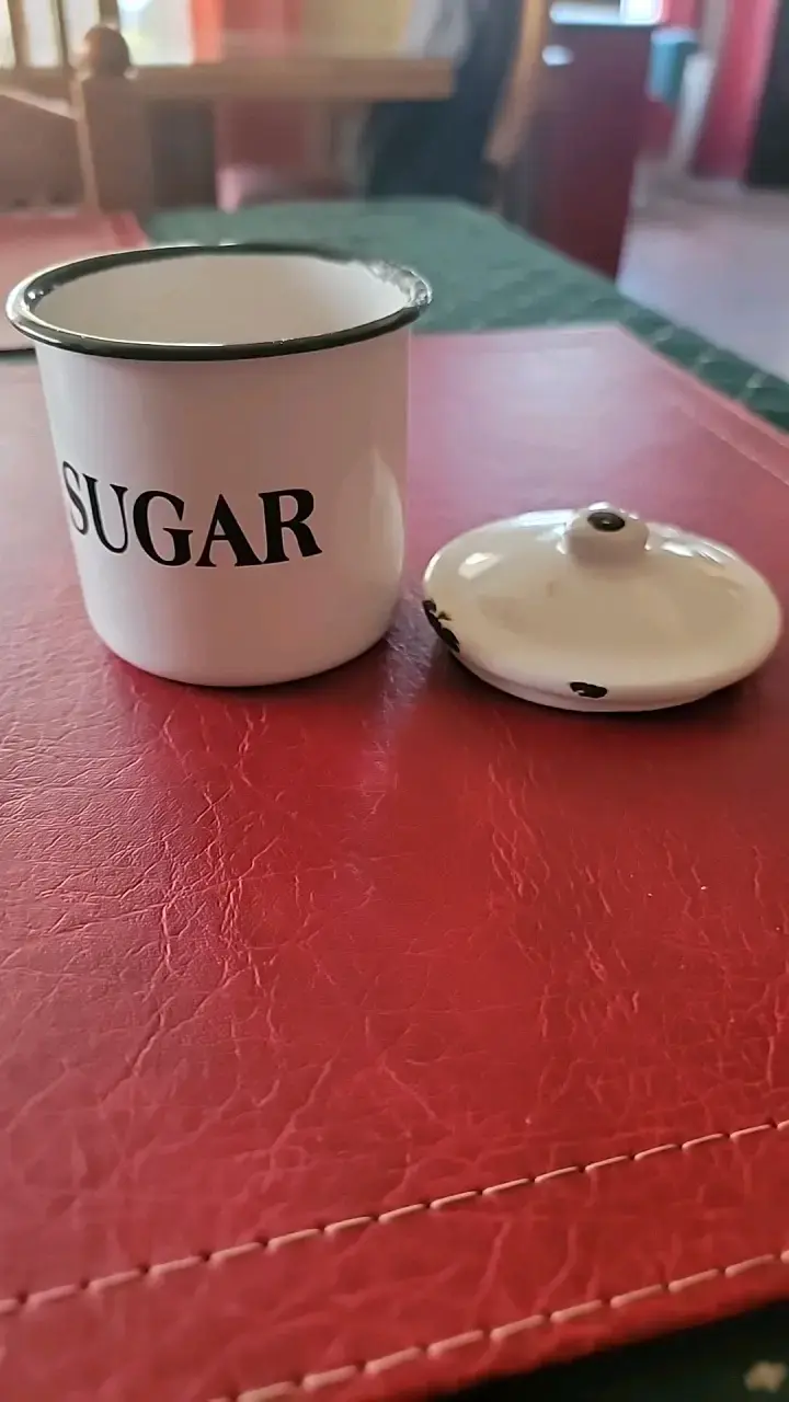 Azucarero vintage de metal esmaltado - 2