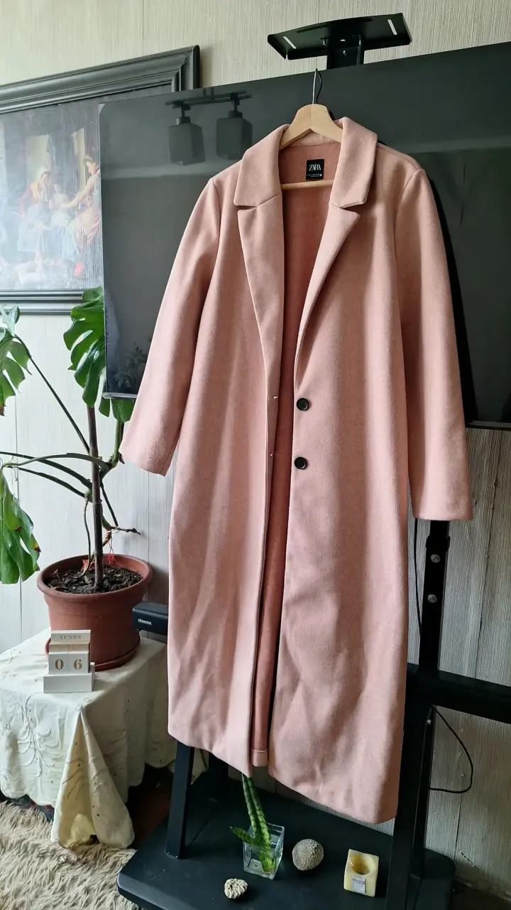 Abrigo largo rosa Zara elegante - 1