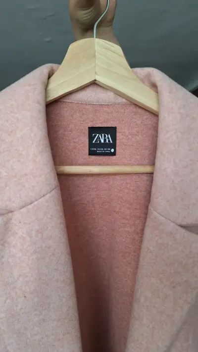Abrigo largo rosa Zara elegante - miniatura 3