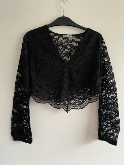 Blusa de encaje negra manga larga - miniatura 2
