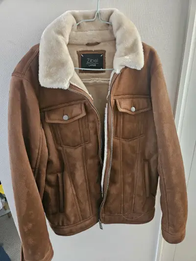 Chaqueta de gamuza marrón con forro Zibel - miniatura 1