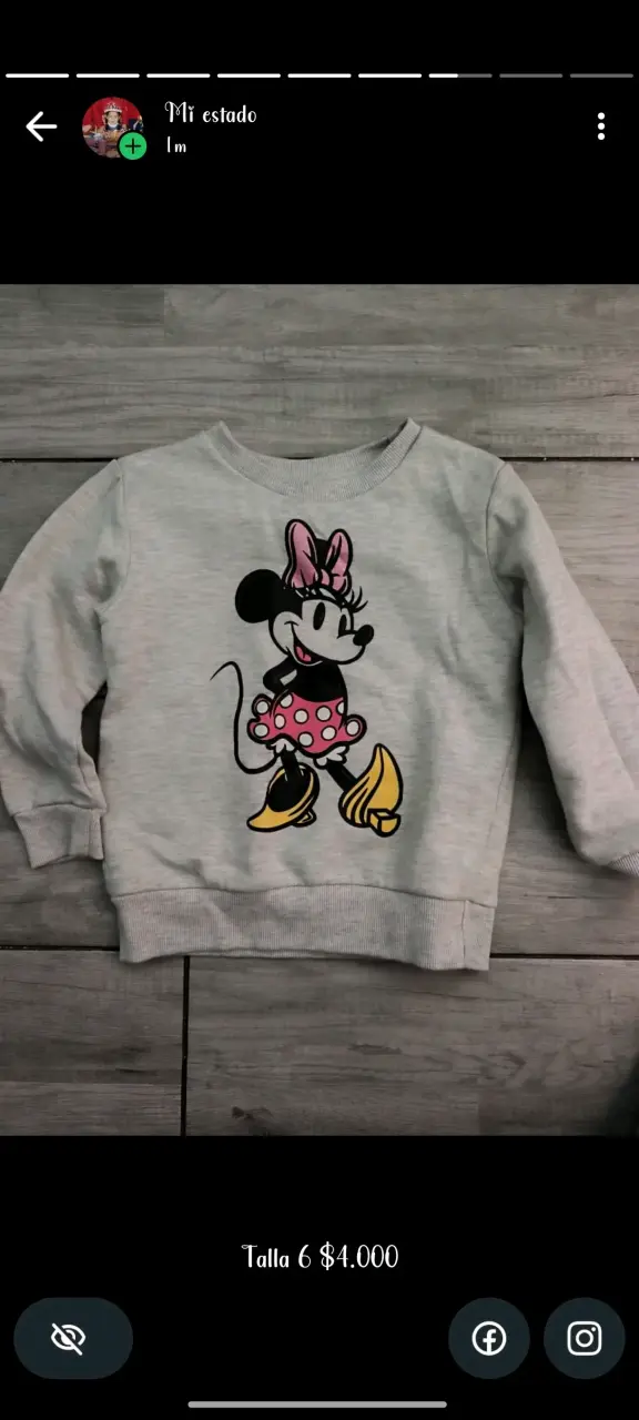 Polerón infantil Minnie Mouse gris talla 6
