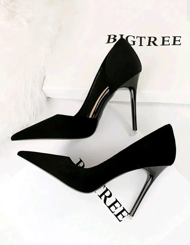 Tacones negros elegantes de punta fina talla 37 - 3