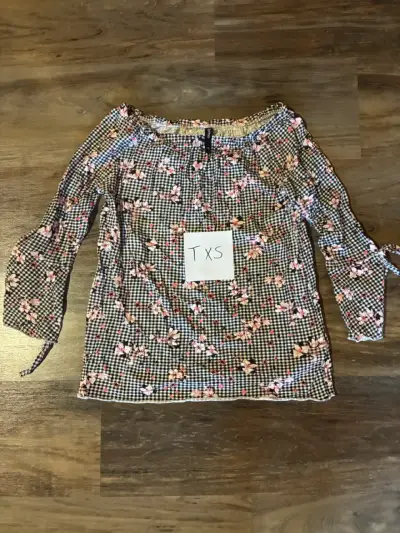 Blusa floral de cuadros para mujer XS - miniatura 1