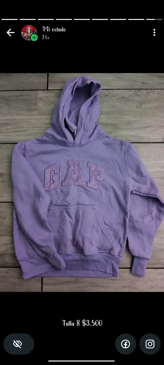 Polerón GAP morado talla 8