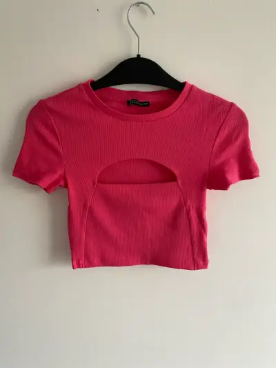 Polera crop top fucsia - miniatura 1
