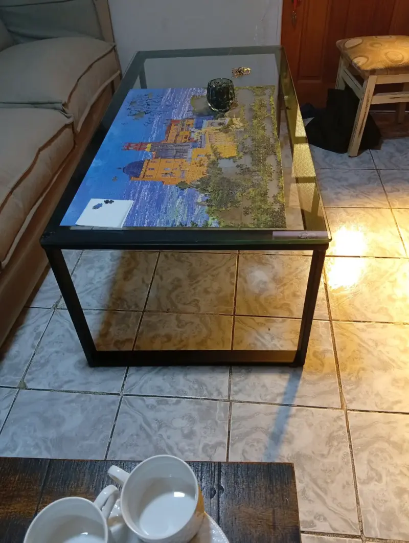 Mesa de centro de vidrio y metal - 3